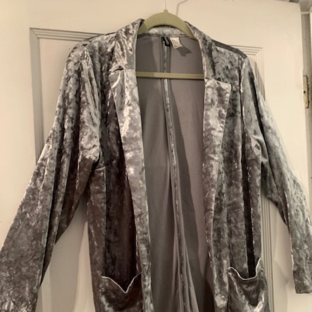 H&M Silver velvet look jacket
